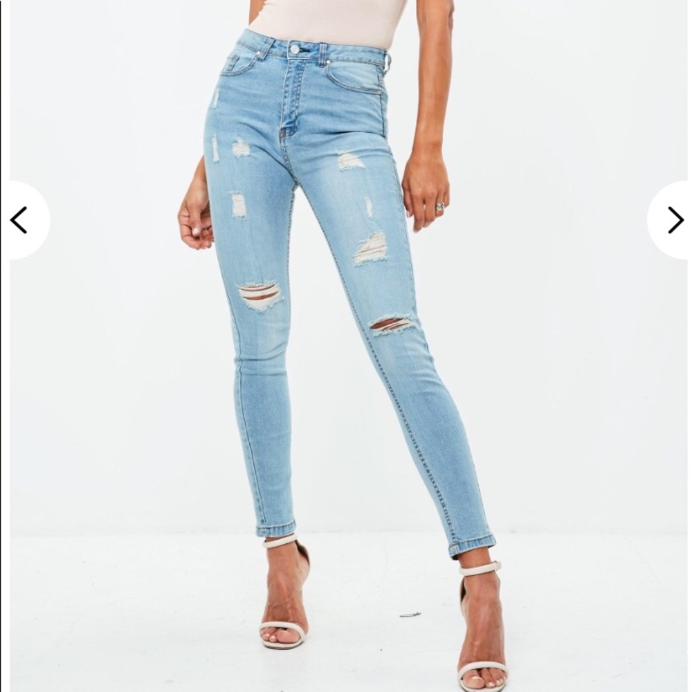 Blue skinner high waisted skinny jeans